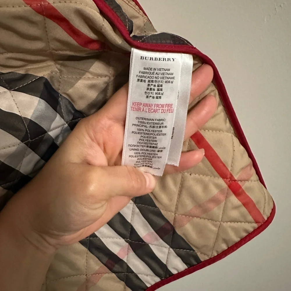 Burberry Kids Red Quilted Puffer Jacket